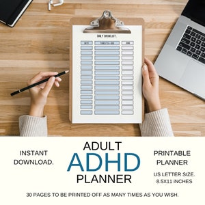 Adult ADHD Planner Printable ADHD Planner Undated Yearly Instant Download Neutral Colours.
