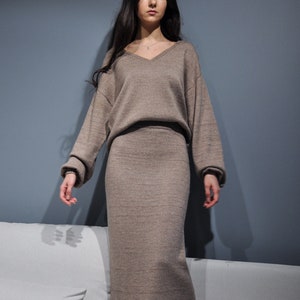 Knitted baby alpaca merino wool set