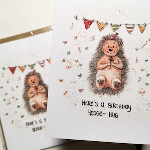 Carte d'anniversaire câlin de haie