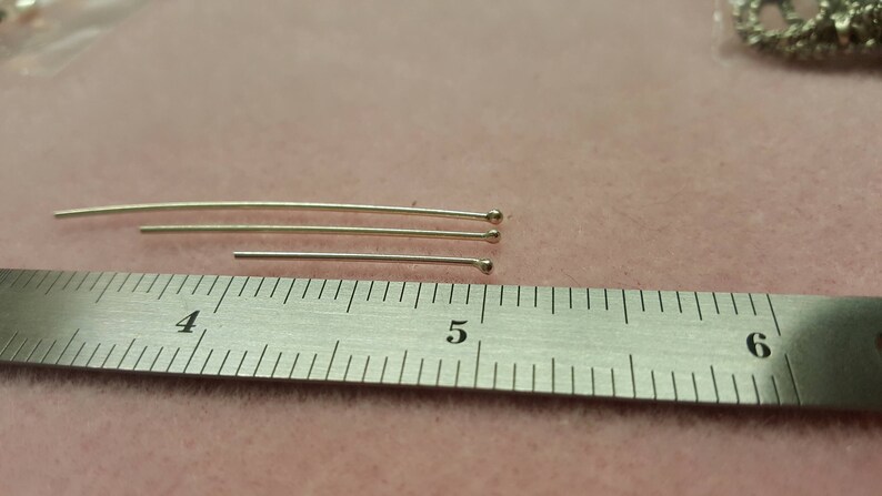 Ball Tip Head Pins Sterling Silver 1 Inch OR 1.5 OR 2 .925 .35mm in Thickness for Larger Hole Beads and Jewelry Findings Wire Wrapping