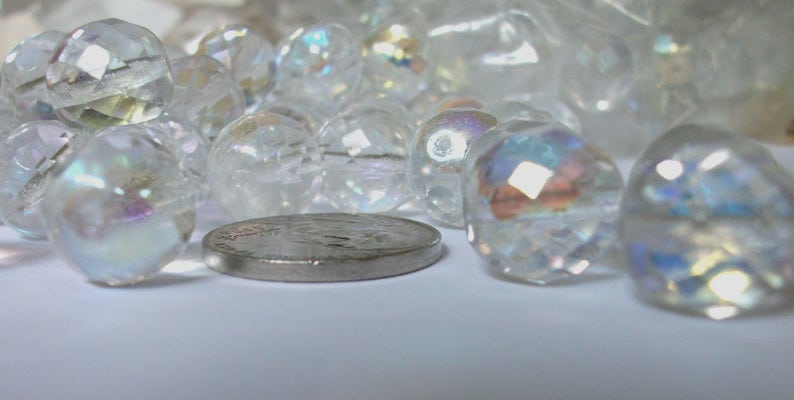 12mm AB Crystal Czech Glass Beads Faceted Round Fire Polished Vintage Style Crystal Bead for Stretch Bracelet Supplies Earrings Jewelry 10