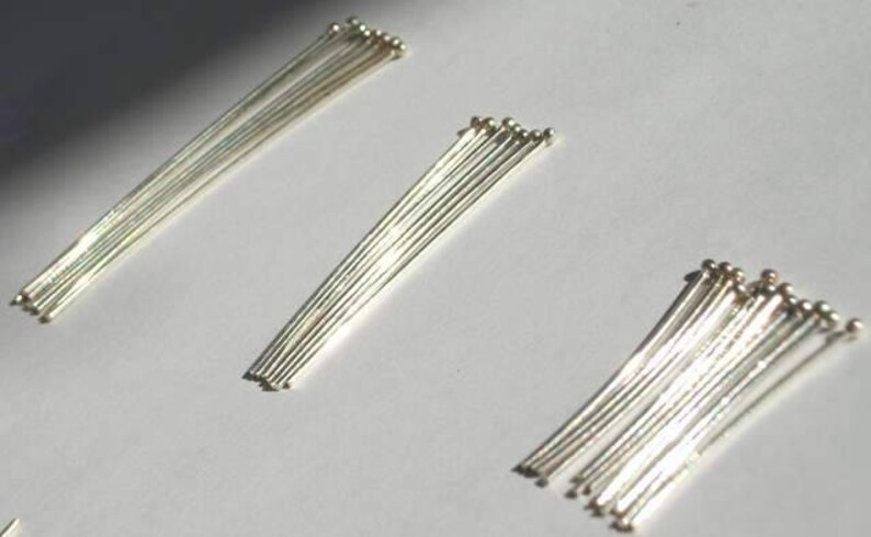 Ball Tip Head Pins Sterling Silver 1 Inch OR 1.5 OR 2 .925 .35mm in Thickness for Larger Hole Beads and Jewelry Findings Wire Wrapping