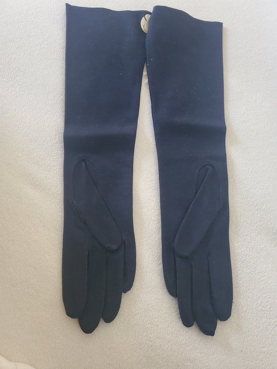 Vintage Navy Blue Elbow Ladies Gloves | 100% Cotto