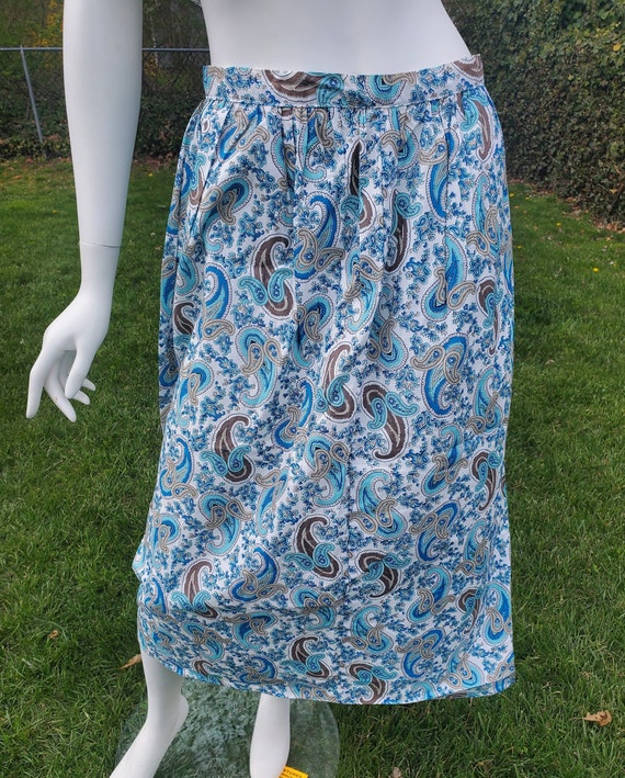 70s Blue Paisley Skirt