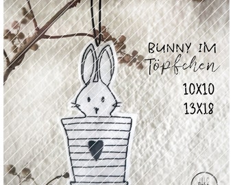 Embroidery file •Bunny in the potty• ITH 10x10