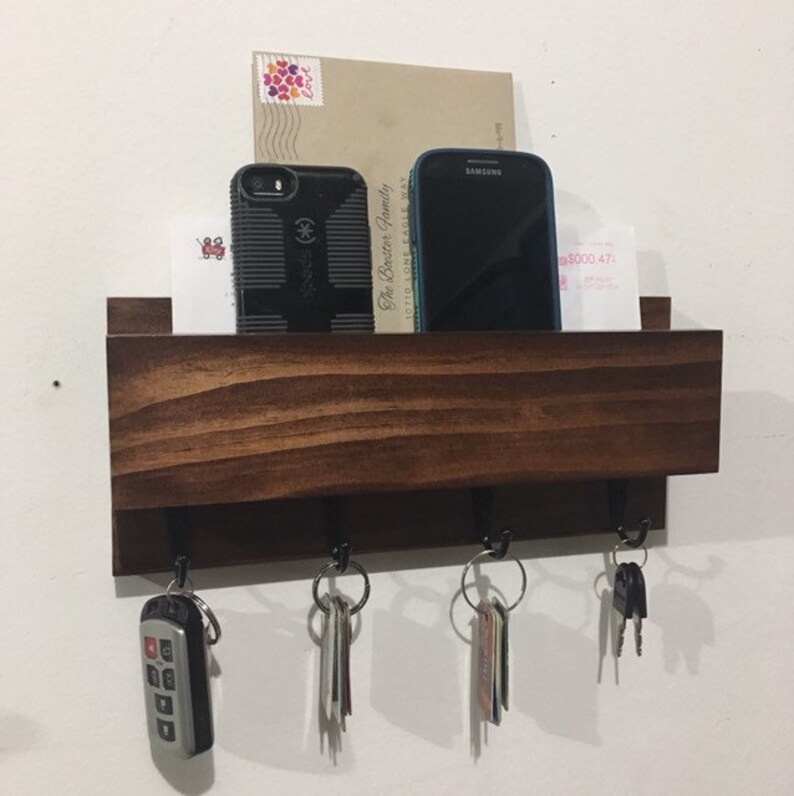 Personalized Wall Mount Mail Organizer Key Holder Storage And Entryway