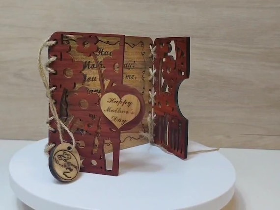 Custom made personalised real hard solid wood laser engraving plaque card wedding invitation valentine anniversary Christmas gift present