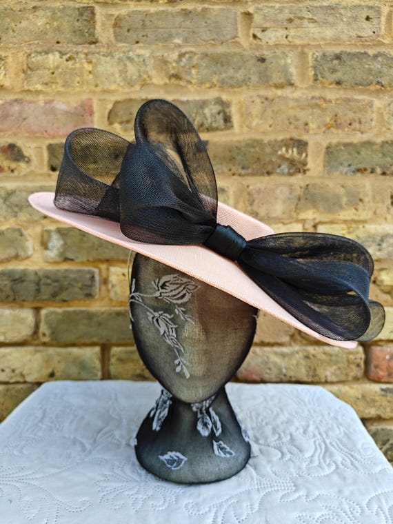 peach black large fascinator millinery burlesque wedding hat headband party race cosplay handmade Kentucky Derby Royal Ascot