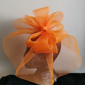 orange feather fascinator millinery burlesque headband wedding hat hair piece
