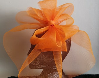 Or Orange Sequin Orchidée Fleur Fascinator Pilulier Chapeau races Mariage Cheveux 4017 