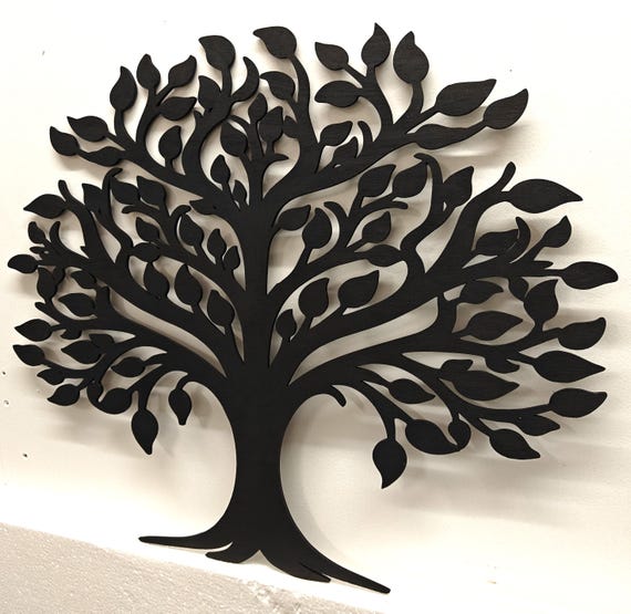 650mm x 550mm black wooden tree leaf wall door decoration hanging picture laser cut 5mm plywood home art wedding wood sign deco craft large