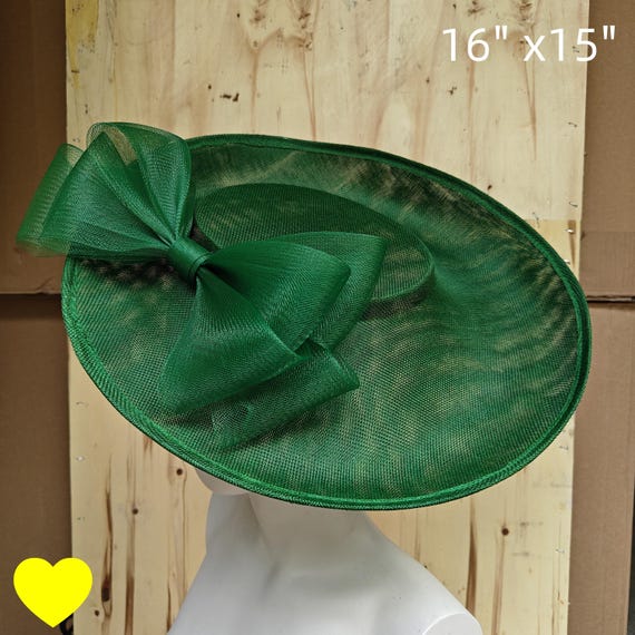 green fascinator millinery burlesque hatinator wedding hat headband party race derby ascot cosplay handmade wide brim big large