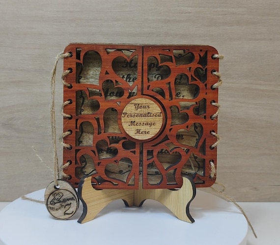 Custom made personalised real hard solid wood laser engraving plaque card wedding invitation valentine anniversary Christmas gift present