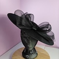 black large fascinator millinery burlesque wedding hat headband party race cosplay handmade Kentucky Derby Royal Ascot