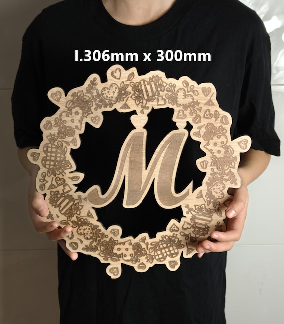custom made personalised bespoke laser cut engraved wood picture photo name word wall door plaque letter number sign logo design wedding