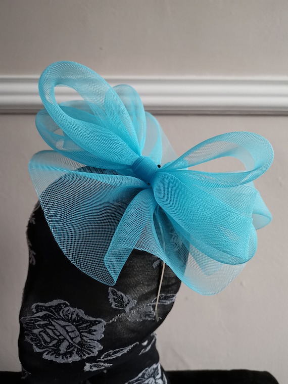 turquoise blue crin fascinator millinery burlesque headband wedding hat hair piece