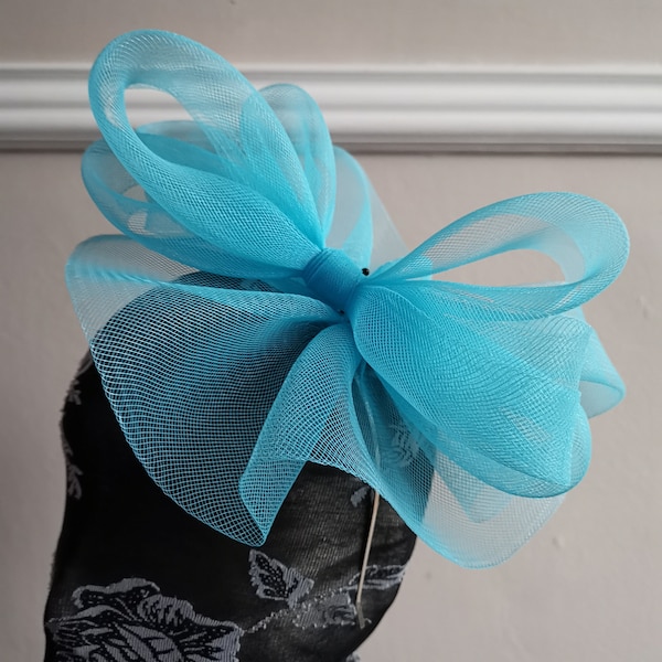 turquoise blue crin fascinator millinery burlesque headband wedding hat hair piece