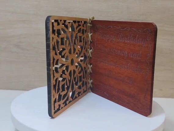 Custom made personalised real wood plaque card laser cut carved engraved wedding invitation birthday anniversary Christmas Mother’s Day