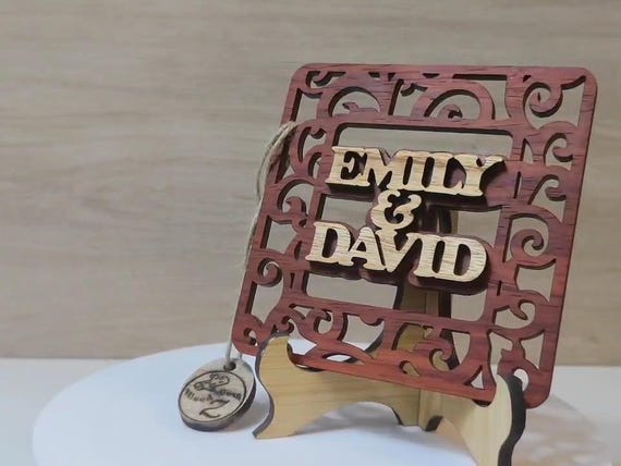 Custom made personalised real solid wood name plate table stand plaque laser cut carved logo sign office wedding birthday gift present