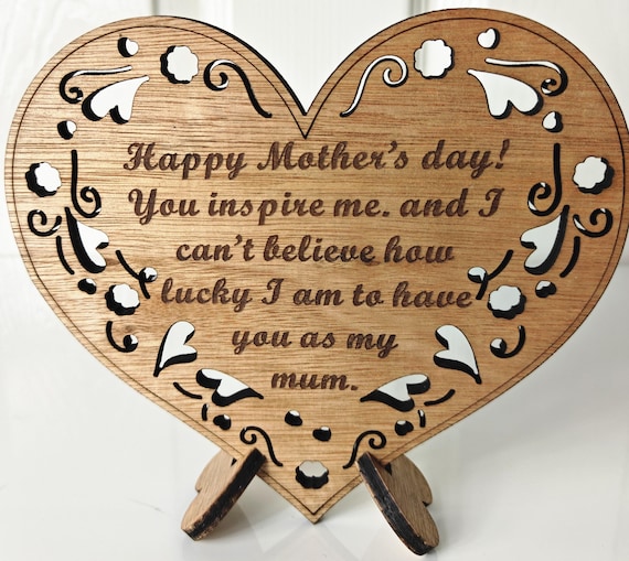 Custom made personalised wood plaque card laser cut carved engraved wedding invitation birthday anniversary Christmas Mother’s Day stand