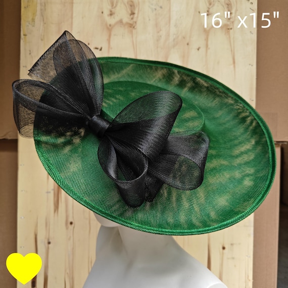 green black fascinator millinery burlesque hatinator wedding hat headband party race derby ascot cosplay handmade wide brim big large