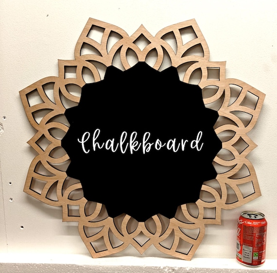 550mm mandala flower pattern chalkboard blackboard wall door decoration picture laser cut engraved home art craft wedding wood sign hanging