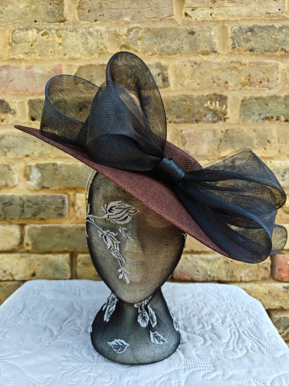 brown black large fascinator millinery burlesque wedding hat headband party race cosplay handmade Kentucky Derby Royal Ascot