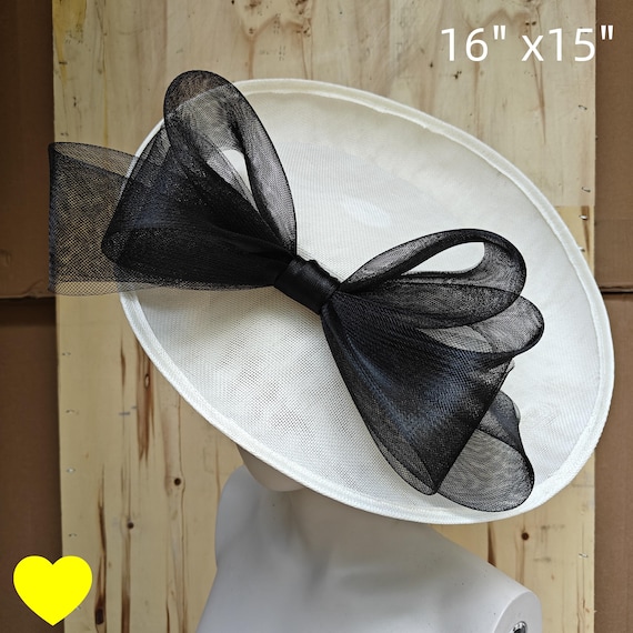 ivory black fascinator millinery burlesque hatinator wedding hat headband party race derby ascot cosplay handmade wide brim big large
