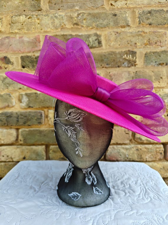 dark pink large fascinator millinery burlesque wedding hat headband party race cosplay handmade Kentucky Derby Royal Ascot