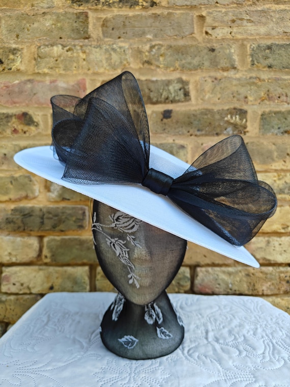 white black large fascinator millinery burlesque wedding hat headband party race cosplay handmade Kentucky Derby Royal Ascot