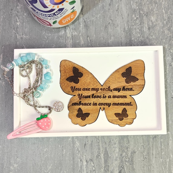 Custom hand made personalised bespoke real hard solid wood laser cut engraving plaster gypsum casting jewellery ring trinket key tray dish