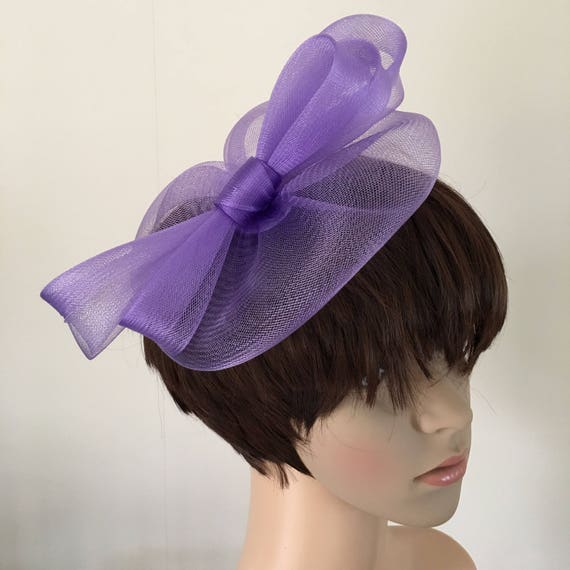 lilac light purple feather fascinator millinery burlesque headband wedding hat hair piece
