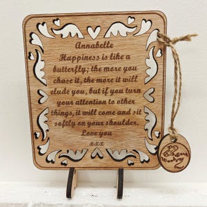 Op maat gemaakte gepersonaliseerde houten plaat kaart lasergesneden gesneden gegraveerde huwelijksuitnodiging verjaardag verjaardag kerst Moederdag standaard