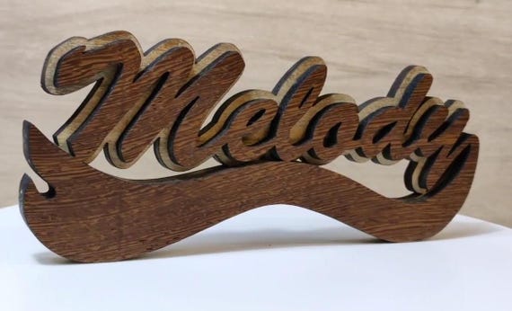 solid wood personalized desk name letter word sign symbol logo stand plaque personalised gift present home office wedding party laser cut