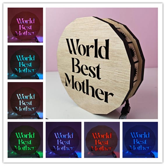 158mm personalised custom made bespoke LED night light box name letter number wall door USB multi colour mode speed flash dim laser cut wood