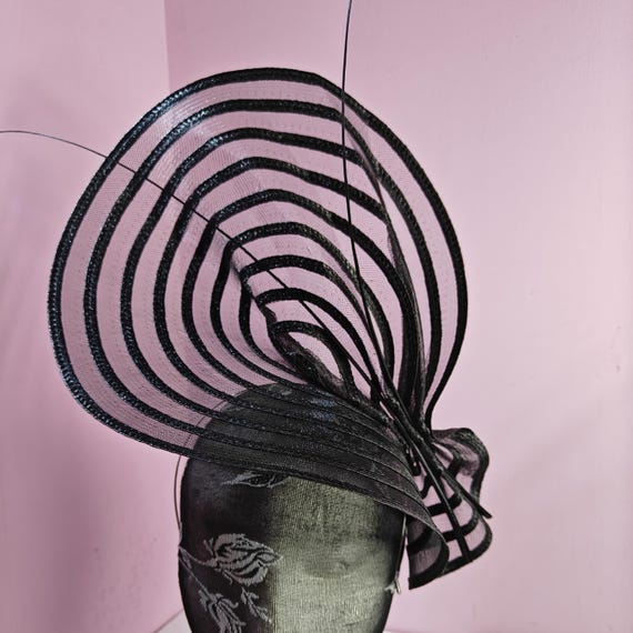 black large fascinator ostrich quill spine millinery wedding hat headband party race handmade cosplay Kentucky Derby Royal Ascot