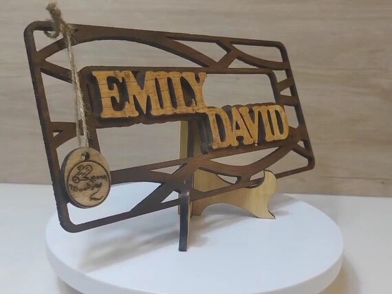 Custom made personalised real solid wood name plate table stand plaque laser cut carved logo sign office wedding birthday gift present