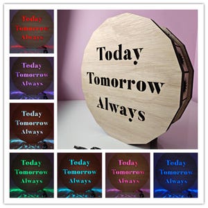Caja de luz nocturna LED personalizada de 236 mm hecha a medida con nombre, letra, número, pared, puerta, USB, modo multicolor, flash de velocidad, atenuación, corte láser, madera