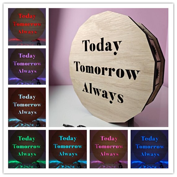 236mm personalised custom made bespoke LED night light box name letter number wall door USB multi colour mode speed flash dim laser cut wood