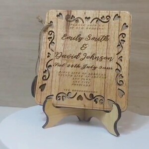 Op maat gemaakte gepersonaliseerde echt hard massief hout lasergravure plaque kaart huwelijksuitnodiging valentijn verjaardag kerstcadeau aanwezig