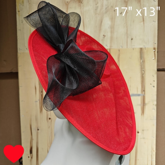 red black fascinator millinery burlesque hatinator wedding hat headband party race derby ascot cosplay handmade wide brim big large