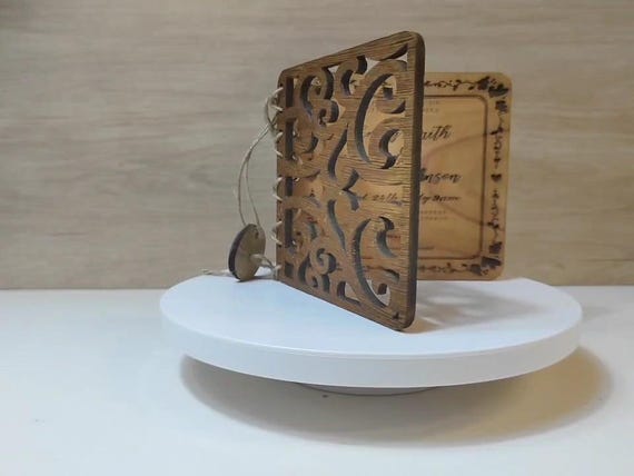Custom made personalised real wood plaque card laser cut carved engraved wedding invitation birthday anniversary Christmas Mother’s Day