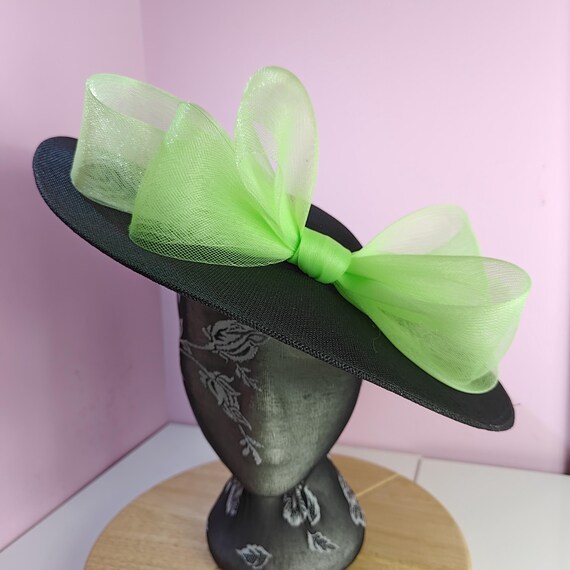 black green large fascinator millinery burlesque wedding hat headband party race cosplay handmade Kentucky Derby Royal Ascot