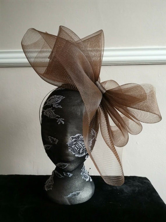 chocolate brown  crin fascinator millinery burlesque headband wedding hat hair piece