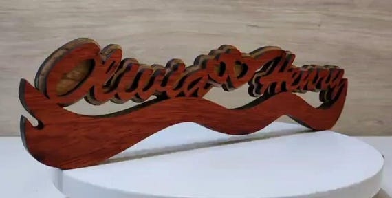 solid wood personalized name love heart letter word sign logo stand plaque personalised gift present wedding valentine anniversary laser cut