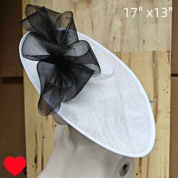 white black fascinator millinery burlesque hatinator wedding hat headband party race derby ascot cosplay handmade wide brim big large