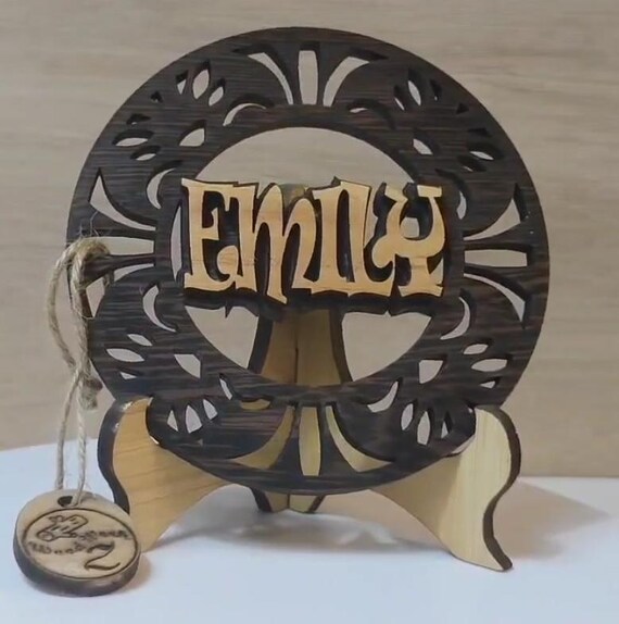Custom made personalised real wood name stand plaque card laser cut carved wedding invitation birthday anniversary Christmas Mother’s Day