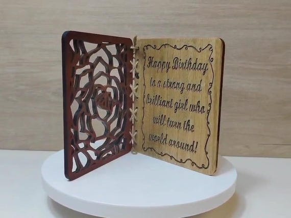 Custom made personalised real wood plaque card laser cut carved engraved wedding invitation birthday anniversary Christmas Mother’s Day