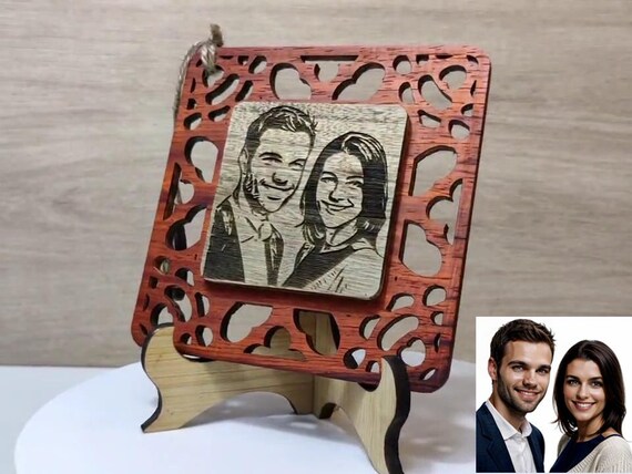 Custom made personalised real wood photo picture sign logo plaque card laser cut carved engraved wedding birthday anniversary Mother’s Day