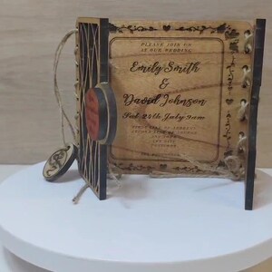 Maßgeschneiderte personalisierte echte harte Massivholz Lasergravur Plakette Karte Hochzeitseinladung Valentinstag Jahrestag Weihnachtsgeschenk Geschenk